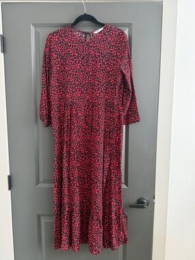 Zara Red and Black Leopard Print Maxi Dress